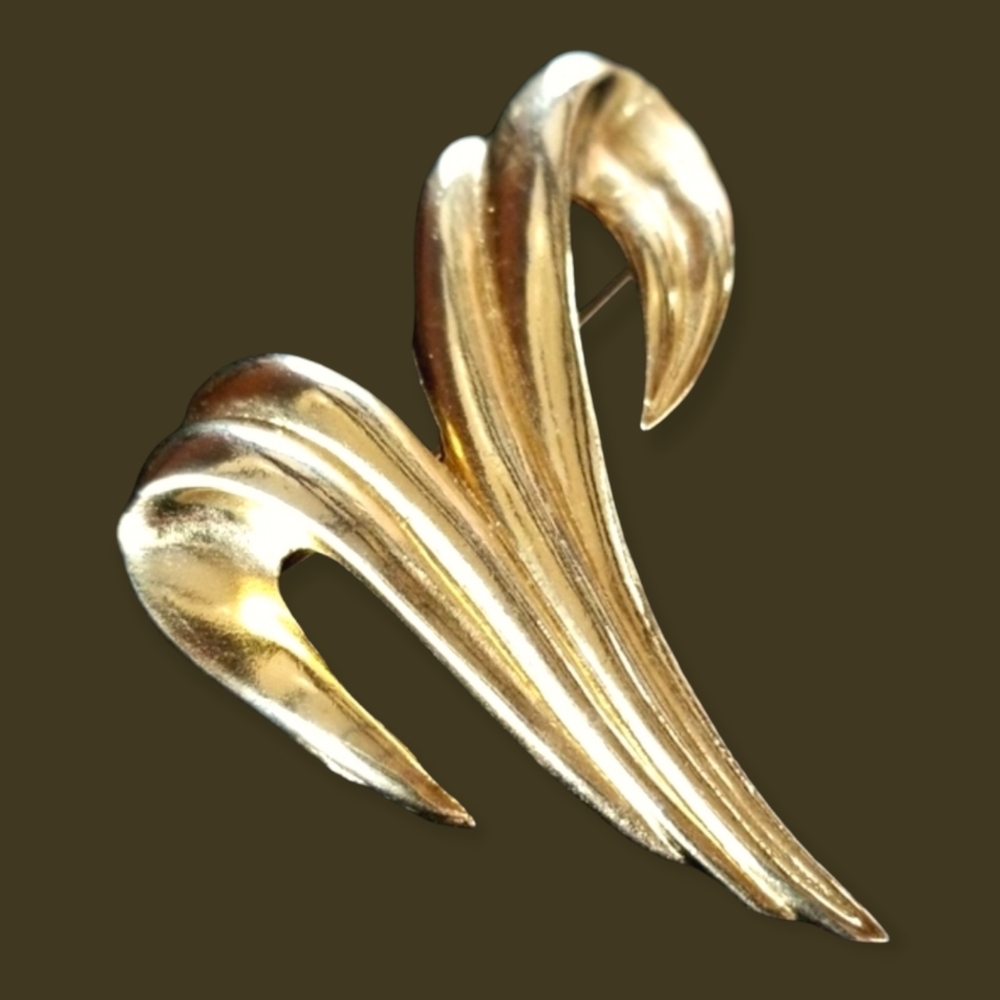 Vintage Mid Century Modern Gold Tone Brooch